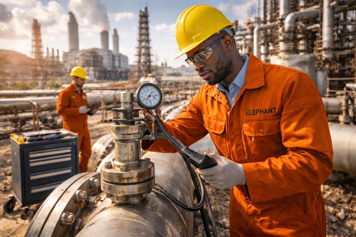 Elephant Energie technician on an oil installation