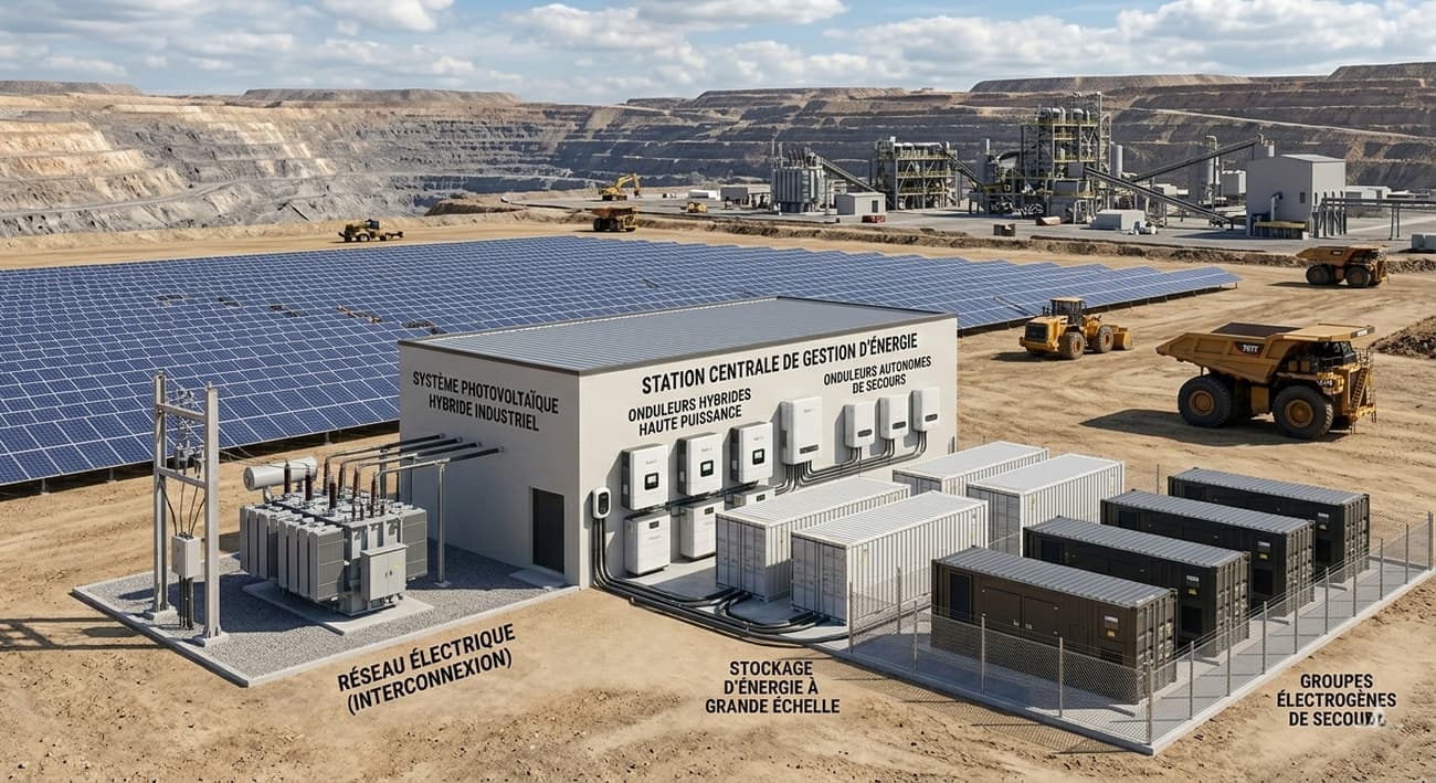 Centrale solaire et stockage sur un site minier